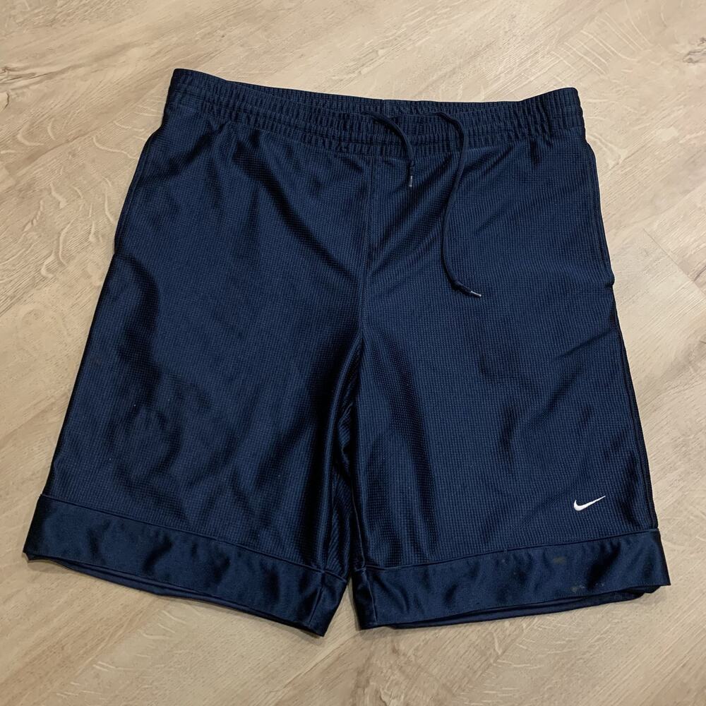 Vintage Y2K Nike Navy Blue Athletic Shorts Pockets Drawstring Men's M Silver Tag